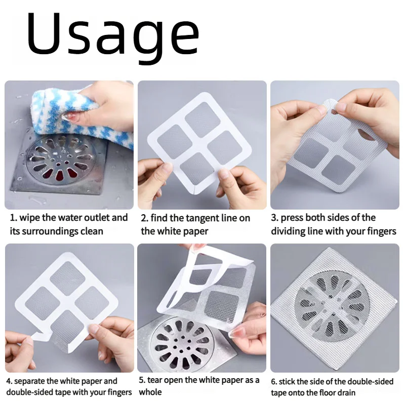 Floor Drain Sticker, Insect-proof Self-adhesive Bathroom Hair Filter Net, Sewer Filter, Kitchen Anti-blocking Mesh Net Beauty World Shop