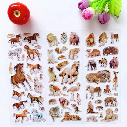 10 Sheets 3D Puffy Stickers Animals Bulk Stickers Scrapbook Decoration Birthday New Year Christmas Gifts for Kids Boys Girls Beauty World Shop