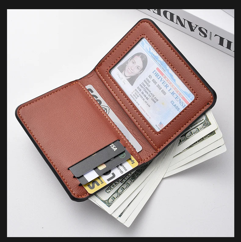 1Pc New Ultra-thin Mini Soft PU Leather Credit Card Wallet Holder Short Vertical High Quality Men's Wallet Beauty World Shop
