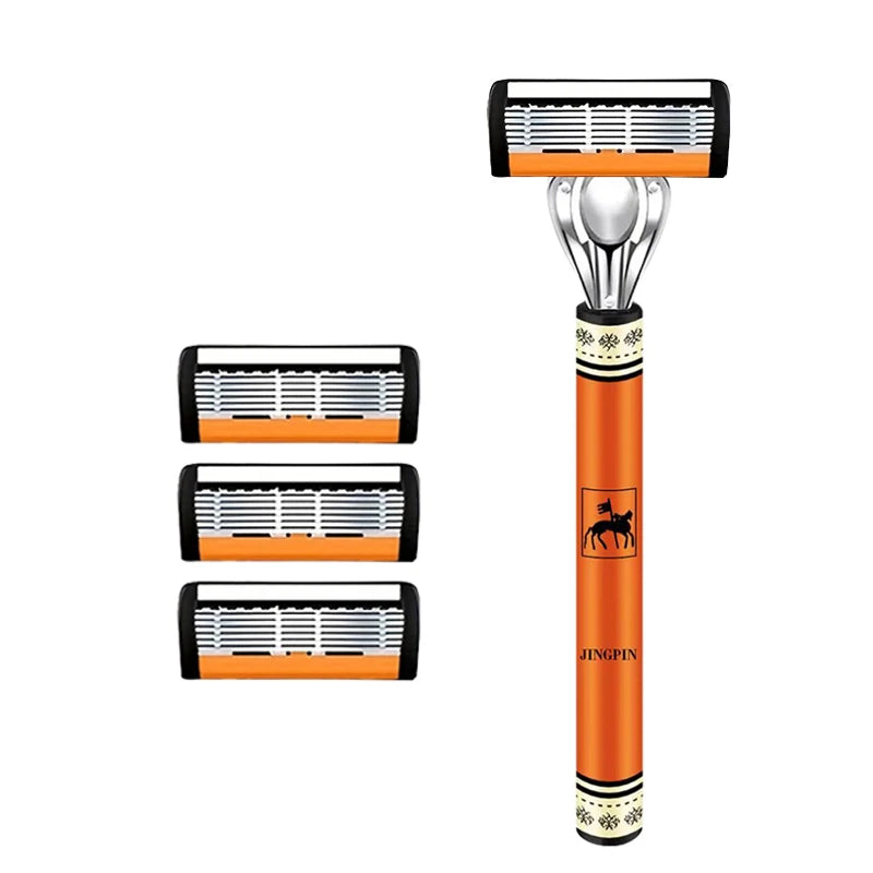 6-Layers Safety Razor Set High Quality Men Razor Sharp Stainless Steel Shaving Changeable Shaver Head Blade ﻿ Beauty World Shop