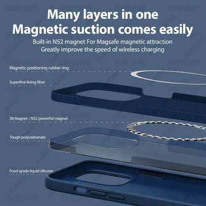 Magnetic Original Liquid Silicone Shockproof Case For iPhone 16 15 14 13 12 11 Pro Max 16 Plus For Magsafe Wireless Charge Cover Beauty World Shop