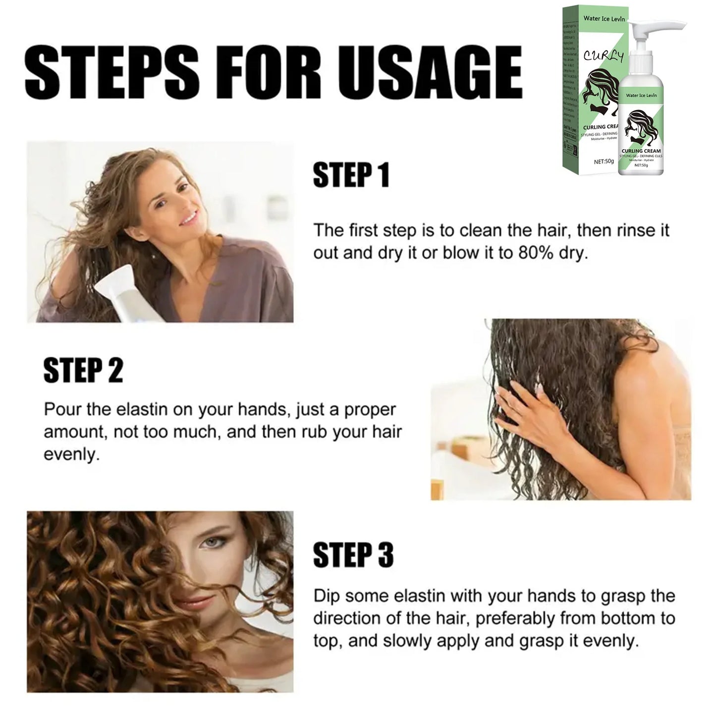 Curly hair Styling cream, moisturizing and smoothing formula, enhances the elasticity and shine of curly hair, easy to set Beauty World Shop