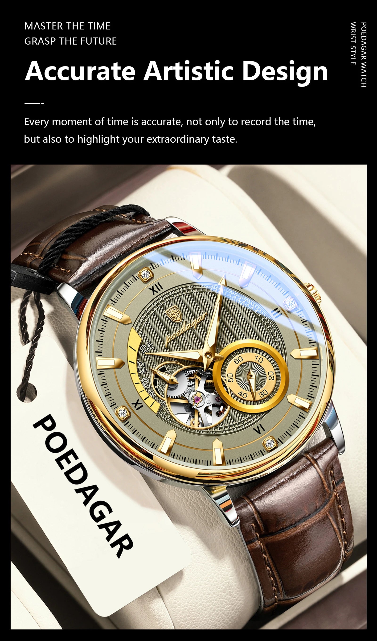 POEDAGAR Fashion Business Men Watch Waterproof Luminous Hollow Tourbillon Male Clock Automatic Mechanical Leather Men's Watches Beauty World Shop