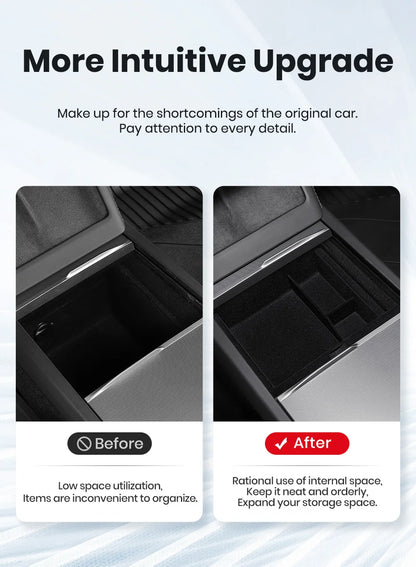 YZ For Tesla Model 3 Highland 2024 Model Y Juniper 2025 Storage Box Center Armrest Hidden Box Cup Holder Organizer Accessories Beauty World Shop
