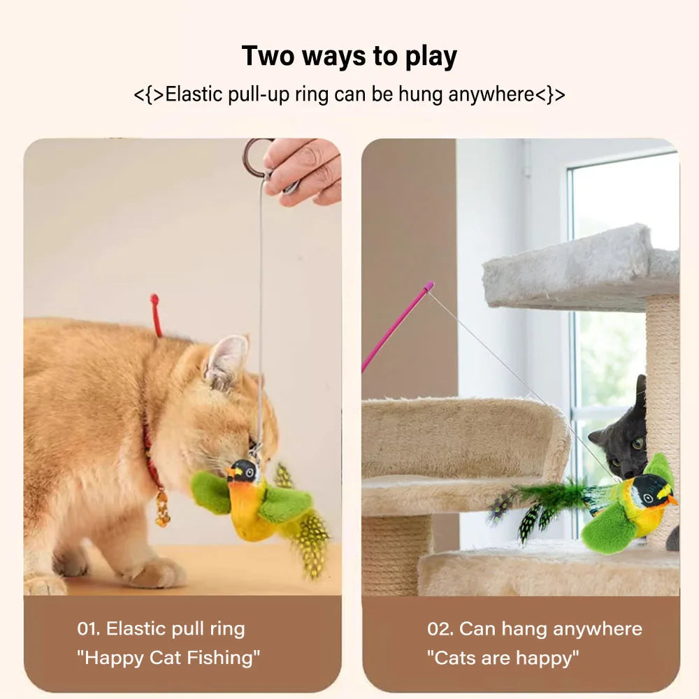 Indoor Interactive Birds Toy for Cat Chasing Teasing Toy Sounding Catnip Cat Teaser Toy Self-hilarity Wall Hanging Birds Cat Toy Beauty World Shop