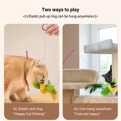 Indoor Interactive Birds Toy for Cat Chasing Teasing Toy Sounding Catnip Cat Teaser Toy Self-hilarity Wall Hanging Birds Cat Toy Beauty World Shop