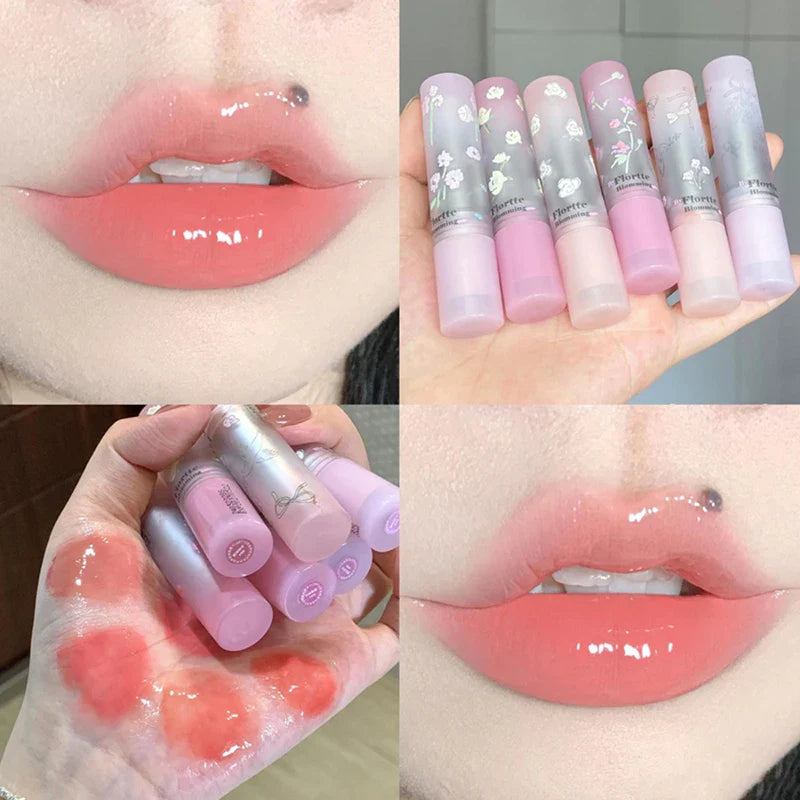 Flowery dish language lip gloss mirror lip glaze beep lip water light lasting makeup not easy to dip cup makeup Beauty Trend Shop