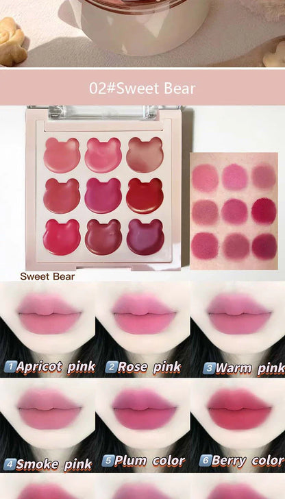 Cappuvini 9 Colors Velvet Lip Mousse - Matte & Natural Finish, Long-Lasting Non-Drying, Cute Bear Design for Youthful Look, Beauty Trend Shop
