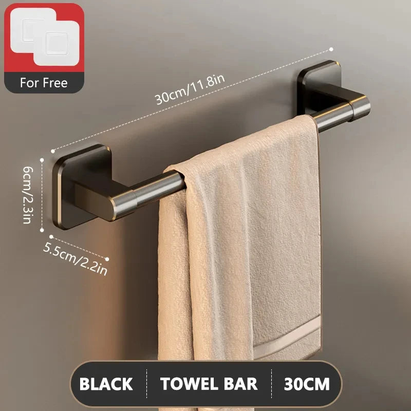 Non perforated suction cup wall mounted towel rack, bathroom storage rack, bathroom horizontal bar towel rack Beauty World Shop
