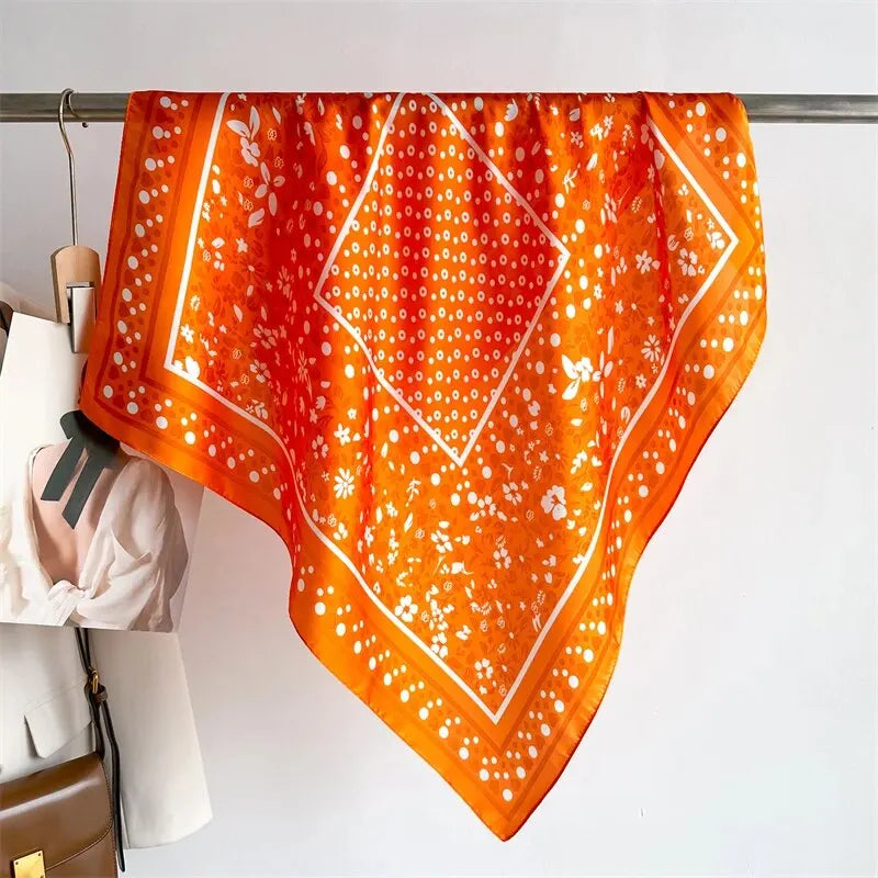 Luxury Print imitation Silk Square Scarf Women Spring Neck Tie Shawl Wraps Female Hair Hand Wrist Headkercheif Hijab Bandana Beauty World Shop