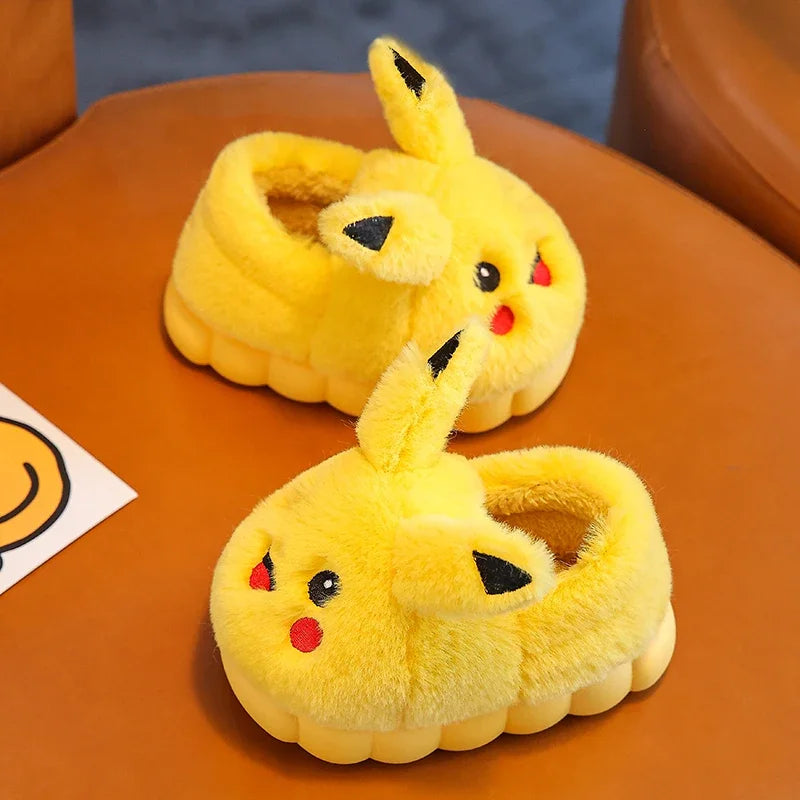 Kawaii Pikachu Figure Cotton Slippers Cover Heel Anime Peripheral Cute Cartoon Flat Autumn/Winter Plush Slippers Christmas Gifts Beauty World Shop