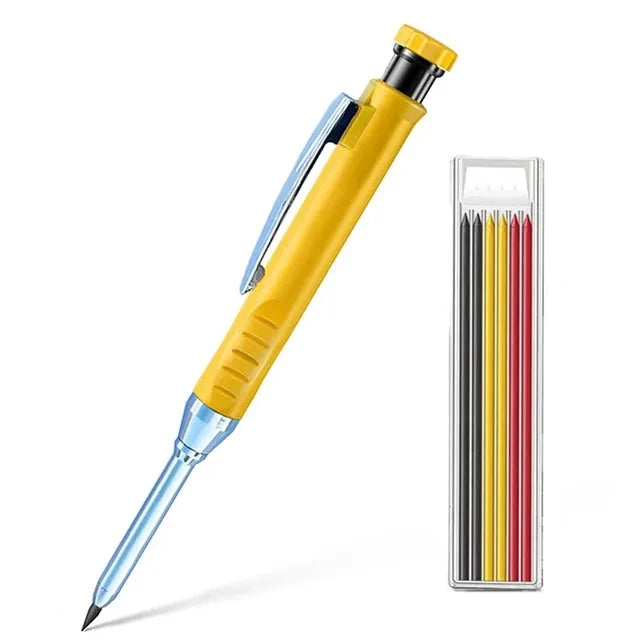 2pcs/set 2.8mm Carpenter Mechanical Pencil with Sharpener for Woodworking Construction Long Head Carpenter Pencil Stationery Beauty World Shop