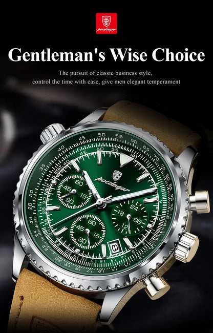 POEDAGAR Luxury Business Men's Watch Waterproof Luminous Date Chronograph Leather Man Clock Fashion Quartz Watches For Men Reloj Beauty World Shop