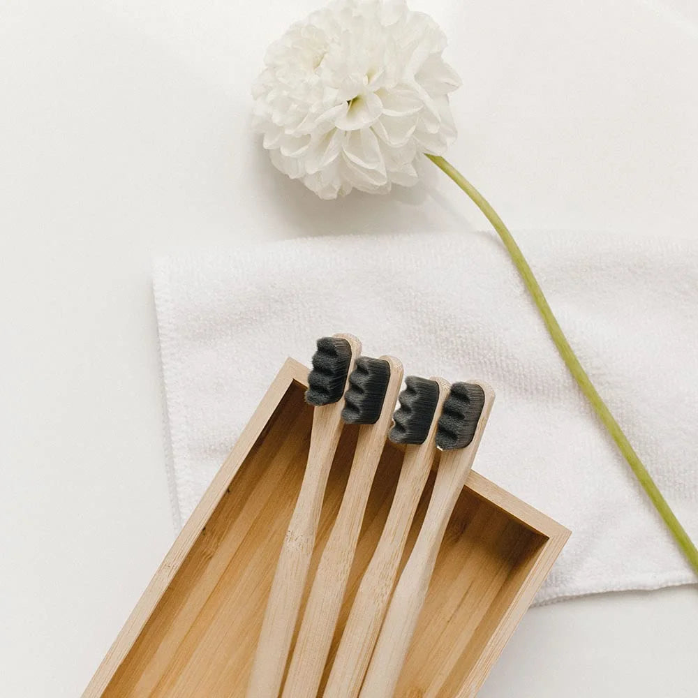 4Pcs  Bamboo Toothbrush Biodegradable20,000 High Bristle Count Toothbrush - Micro-Nano Extra Soft Bristles for Sensitive Teeth Beauty World Shop