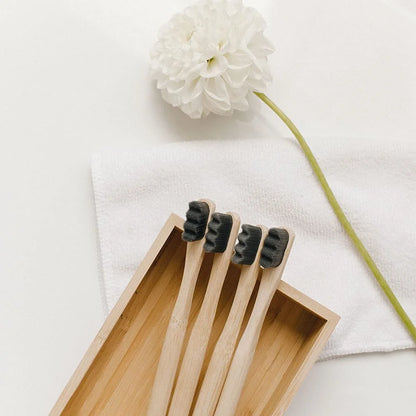 4Pcs  Bamboo Toothbrush Biodegradable20,000 High Bristle Count Toothbrush - Micro-Nano Extra Soft Bristles for Sensitive Teeth Beauty World Shop