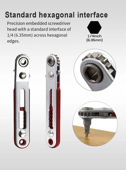 Multifunctional Bidirectional Forward and Reverse Ratchet Screwdriver Elbow Flat Head Wrench Cross Screwdriver Slotted Tool Beauty World Shop