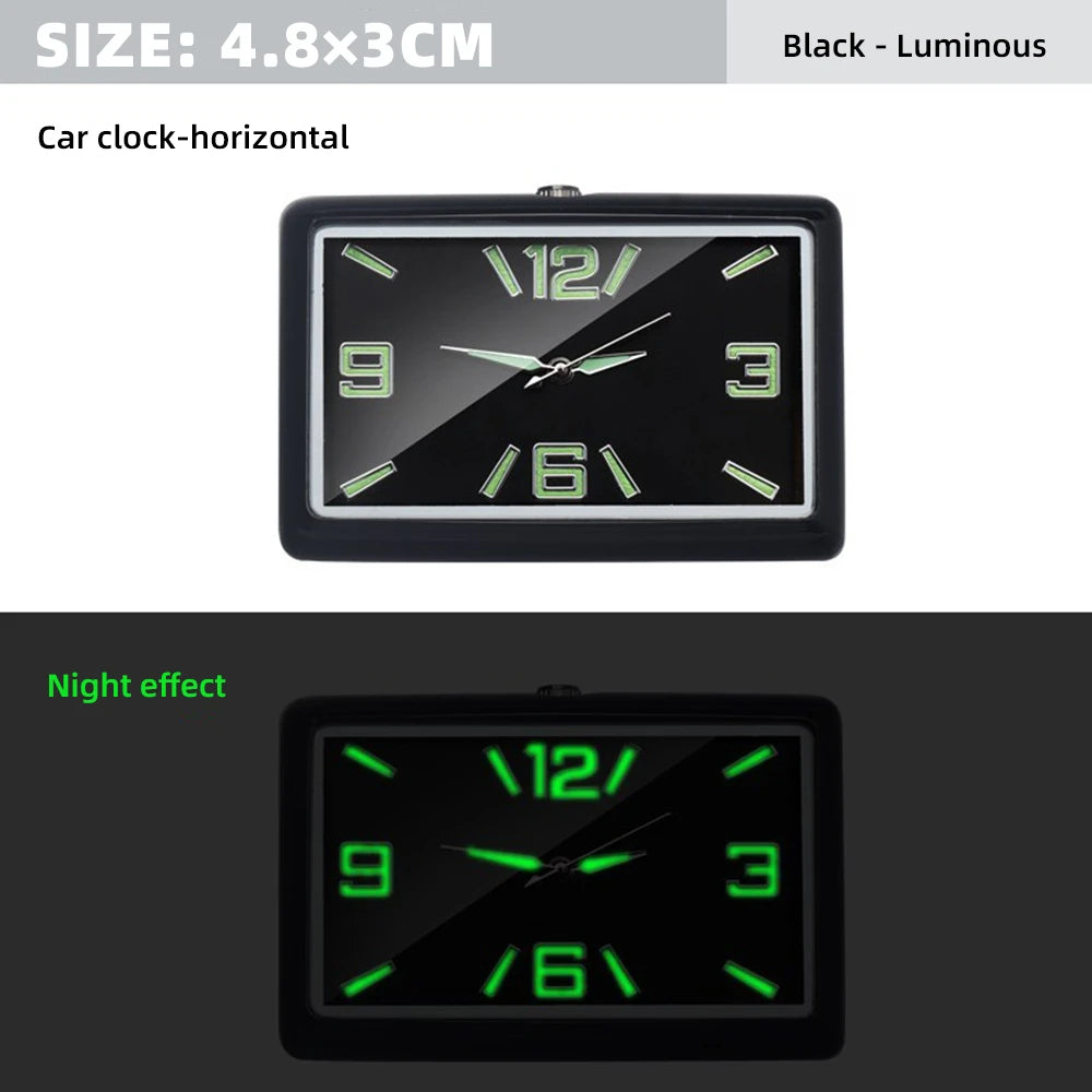 Auto Fashion Square Watch Car Clock Interior Decoration Self-adhesive Electronic Vent Clip Watch Automobile Quartz Clock Beauty World Shop