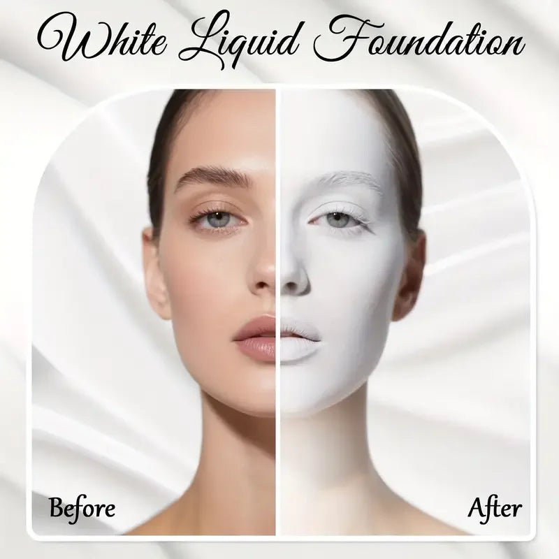 White Liquid Foundation, Full Coverage Heavy Duty Coverage, Creamy Liquid Formula for Goth Makeup, Cosplay, Long-Lasting Matte Beauty World Shop