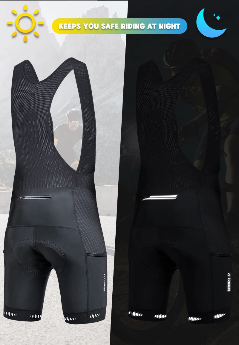 X-TIGER Men's Cycling Bike Bib Short with Phone Pockets 5D Padded Shockproof Breathable Quick-Dry Biking Bicycle Bib Tights Beauty World Shop