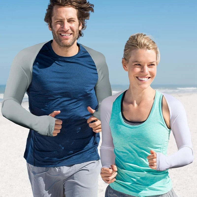 1Pair Cooling Shawl Arm Sleeves Sun Protection for Women Men with Finger Hole for Golfing, Driving, Riding, Fishing Beauty World Shop
