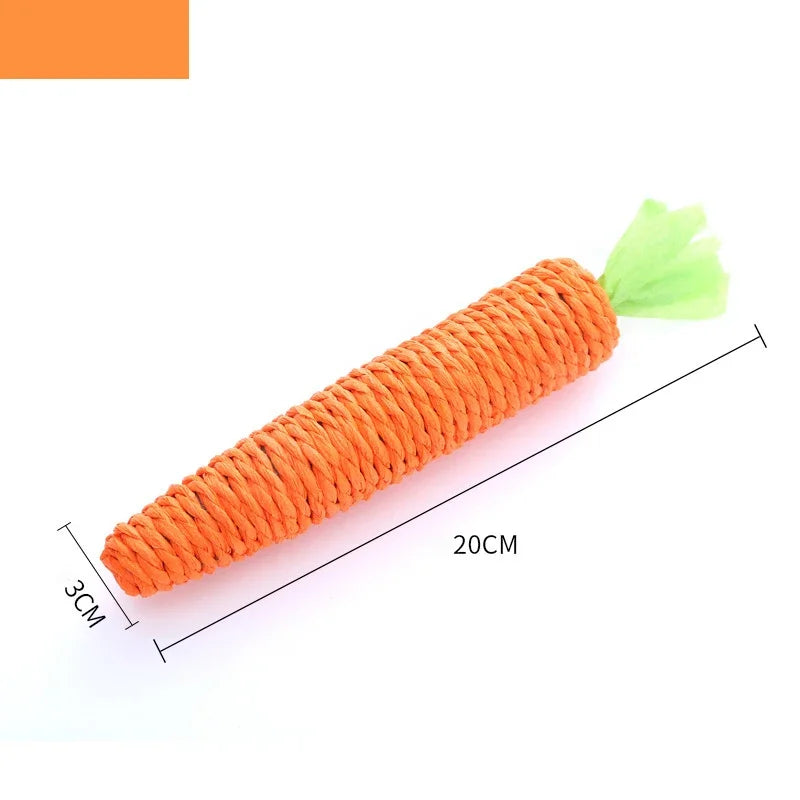 Cat Toy Carrot Sound Pet Products Bite Resistant Paper Rope Scratcher Clean Teeth Interactive Play Cat Carrot Chew Toy for Cat Beauty World Shop