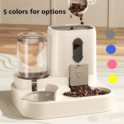 Automatic Dog Cat Feeder and Water Dispenser Gravity Food Feeder and Waterer Set with Pet Food Bowl Universal Pet Products