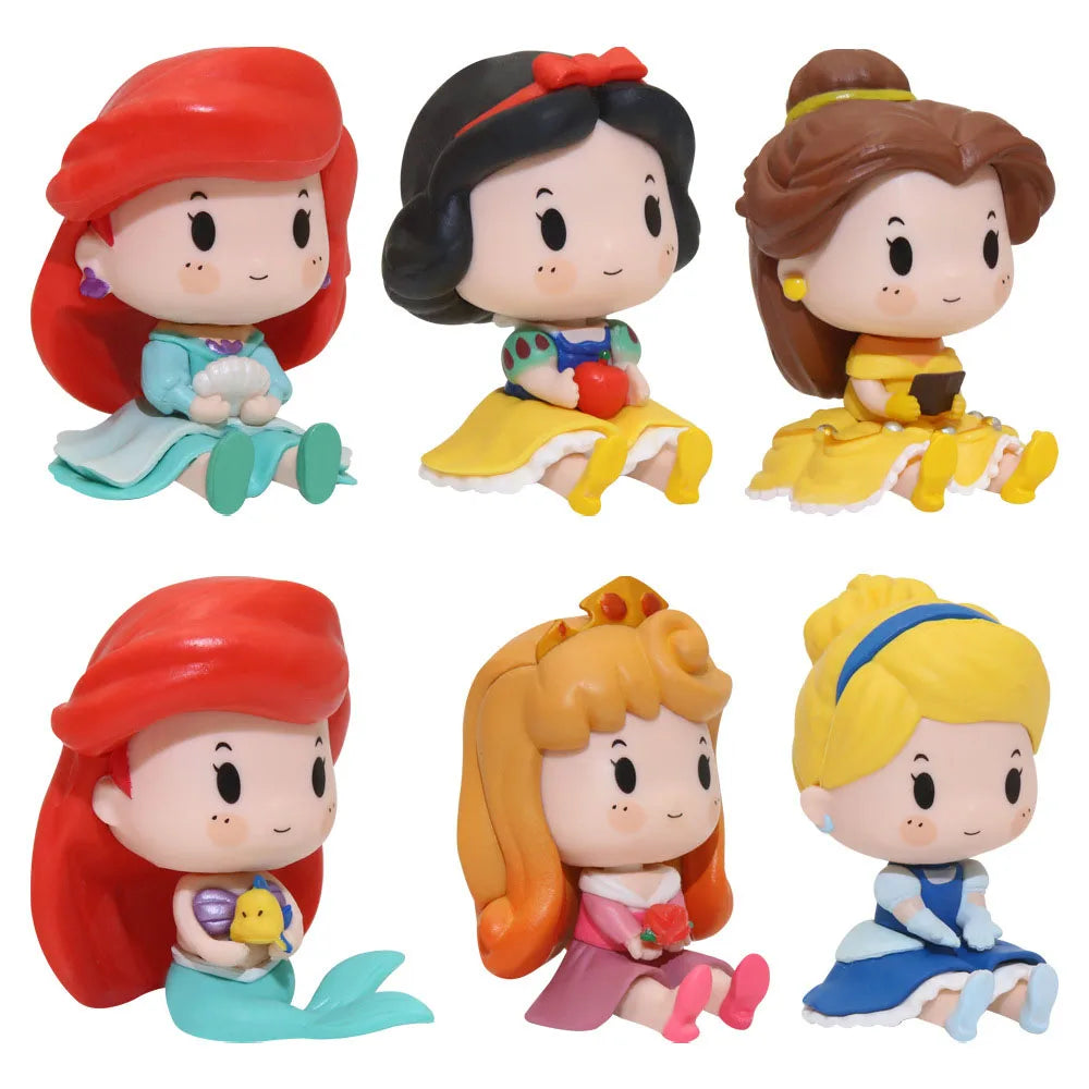 6 Pcs/Set Kawaii Fairy Tale Princess Snow White Cinderella Vinyl Bell Ariel Action Figure Model Toys Gift Beauty World Shop