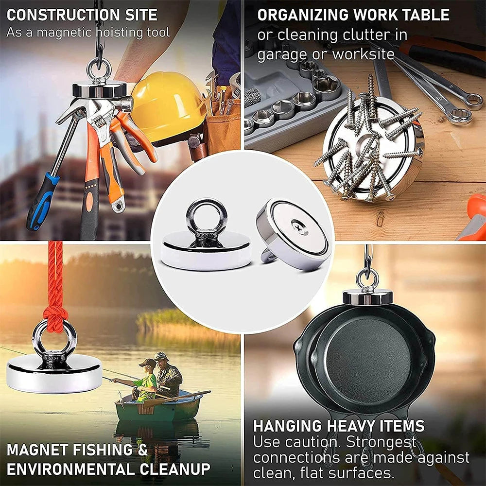 D16~D42mm Super Strong Neodymium Fishing Hook N52 Heavy Duty Rare Earth Neodymium with Countersunk Hole Eyebolt Salvage Magnetic Beauty World Shop