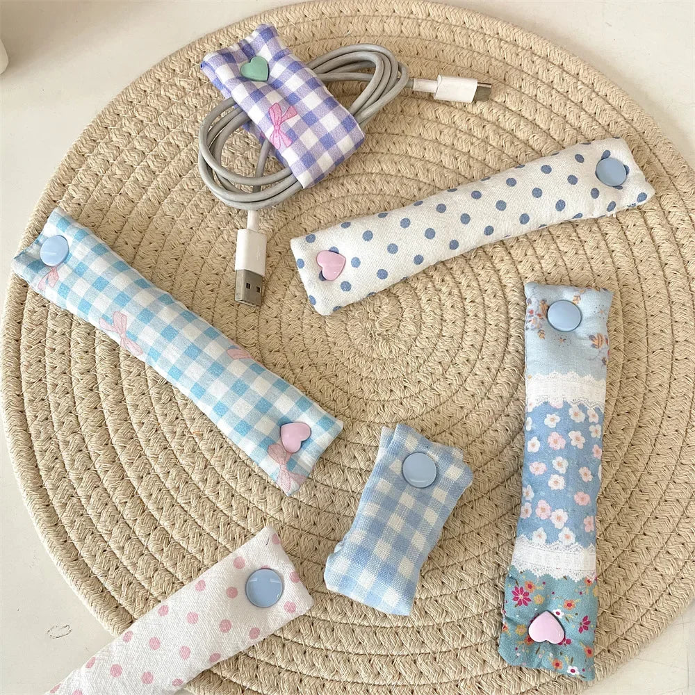 1PC Floral Cable Tie - INS Style Cloth Cord Organizer, Cute Reusable Wire Straps for Earphone/Data Cables Beauty Trend Shop