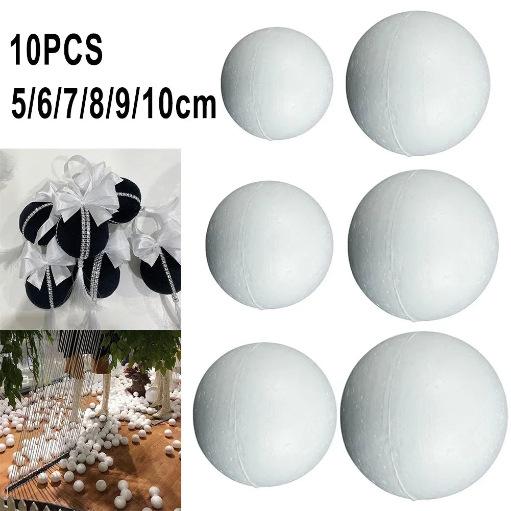 10pcs Solid Foam Ball Polystyrene Balls 50mm-100mm  Round DIY Accessory Handmade For Party Celebration Christmas Decoration Beauty World Shop