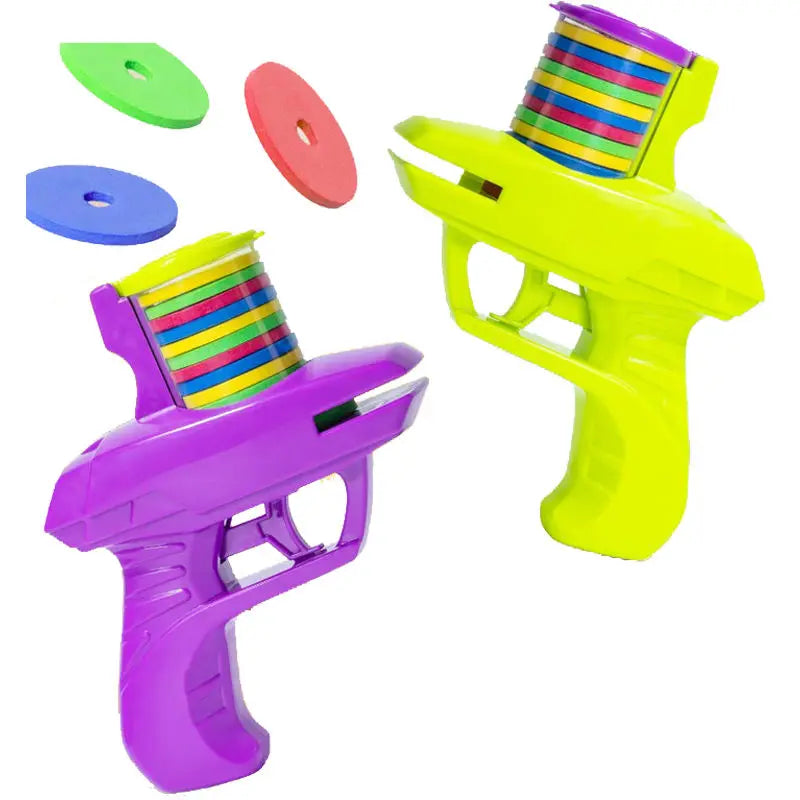 Kids Outdoor Game Foam Disc Gun Toy Flying Disc Shooting Launcher Gun Double Parent-child Interactive Children Toy Beauty World Shop