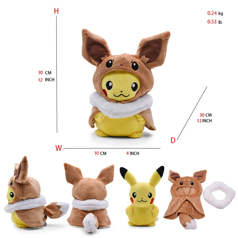 Cos Eevee Pikachu Cosplay Plush Toys Charizard Peluche Lucario Stuffed Animal Doll Collectible Gift,Cartoon 20-30CM Beauty World Shop