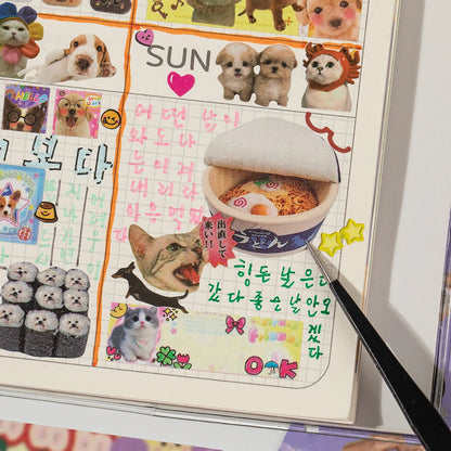 30Pcs/Book Cute Pet Battle Cut-Out Coil Sticker Book DIY Handbook Calendar Greeting Cards Diary Notebook Album Material Stickers Beauty World Shop