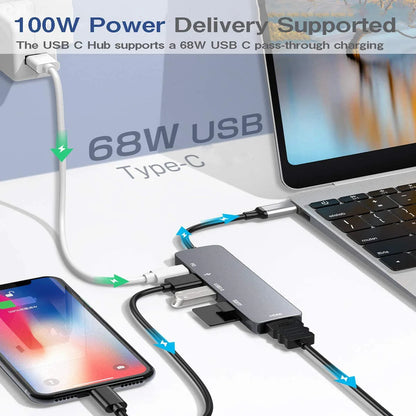 6 in 1 USB HUB C type-c HUB USB C to USB 3.0 HDTV-Compatible Dock for MacBook Pro For Nintendo Switch USB-C Type C 3.0 Splitter Beauty World Shop