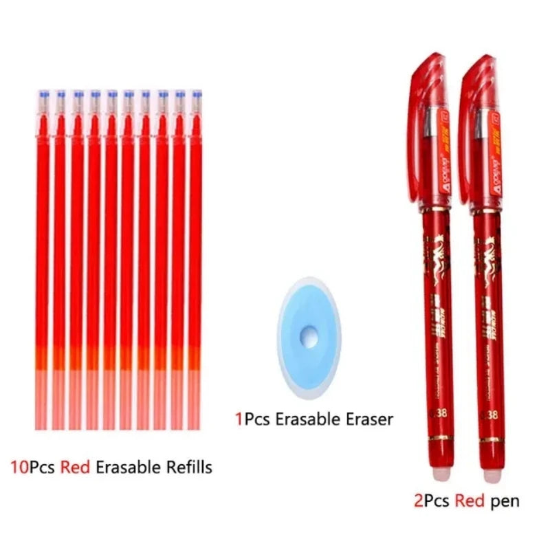 Erasable Gel Pen Set Ballpoint Pens Rod 0.5mm Refills Muti-Colors Ink Washable Handle Stationery School Office Writing Supplies Beauty World Shop