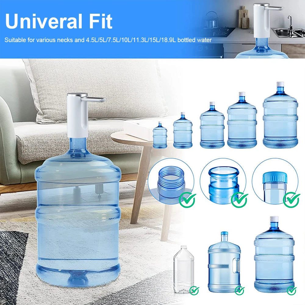 Electric Water Gallon Bottle Pump Automatic Water Dispenser Pump 19 Liters Foldable Desktop Water Bottle Pump H3 Rechargeable Beauty World Shop