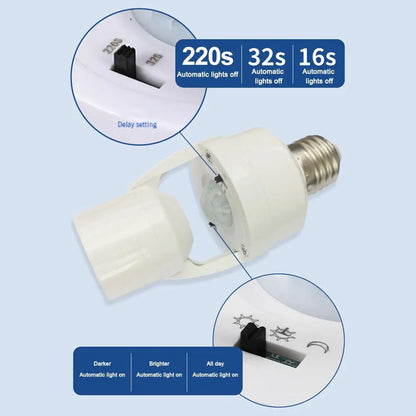 1/2/3PCS PIR Motion Sensor Lamp Holder E27 Smart Light Bulb Holder Adapter Auto On/Off Motion Light Socket For Porch Staircase Beauty Trend Shop