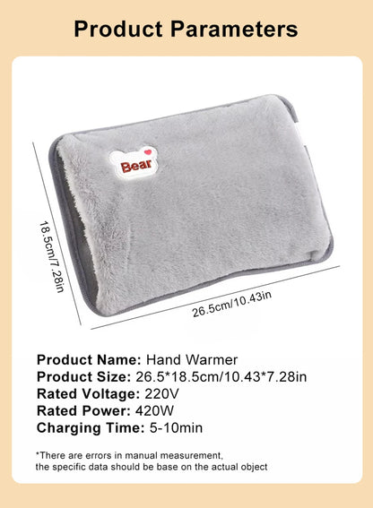 Electric Hot Water Bag Winter Portable Soft Electric Hand Warmer Rechargeable Reusable Explosion-Proof Warming Hand Pillow Beauty World Shop