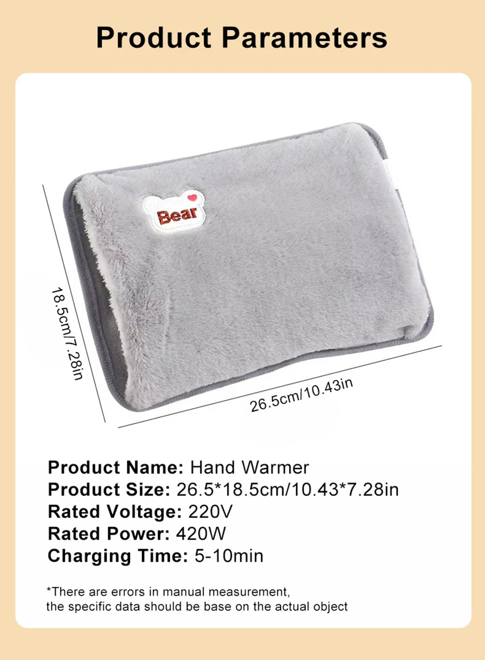 Electric Hot Water Bag Winter Portable Soft Electric Hand Warmer Rechargeable Reusable Explosion-Proof Warming Hand Pillow Beauty World Shop