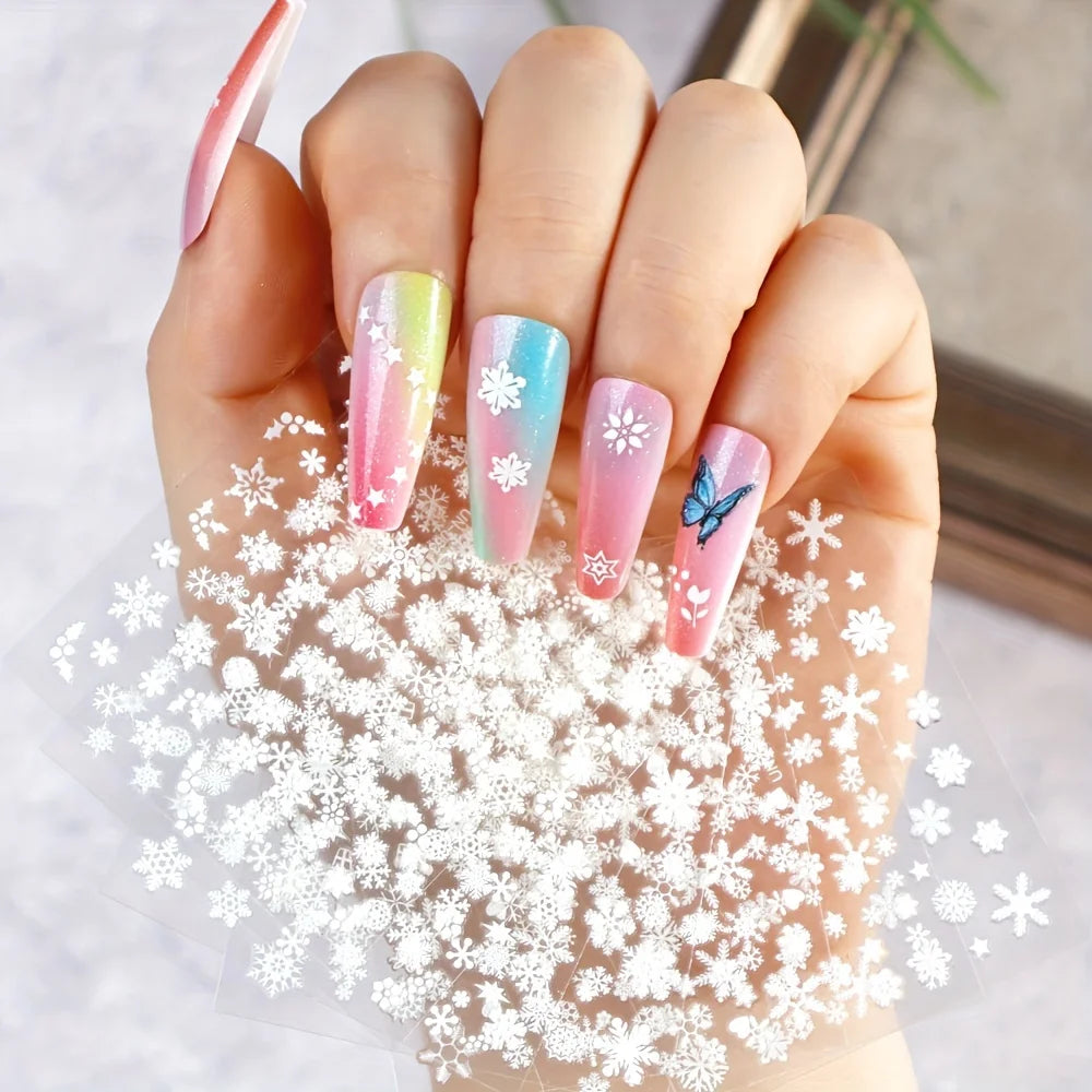 30pcs Sheets Christmas 3D Nail Art Stickers Decals Nail Art Supplies for Women And s - Self-Adhesive Cartoon Snowflake Snowman Beauty World Shop