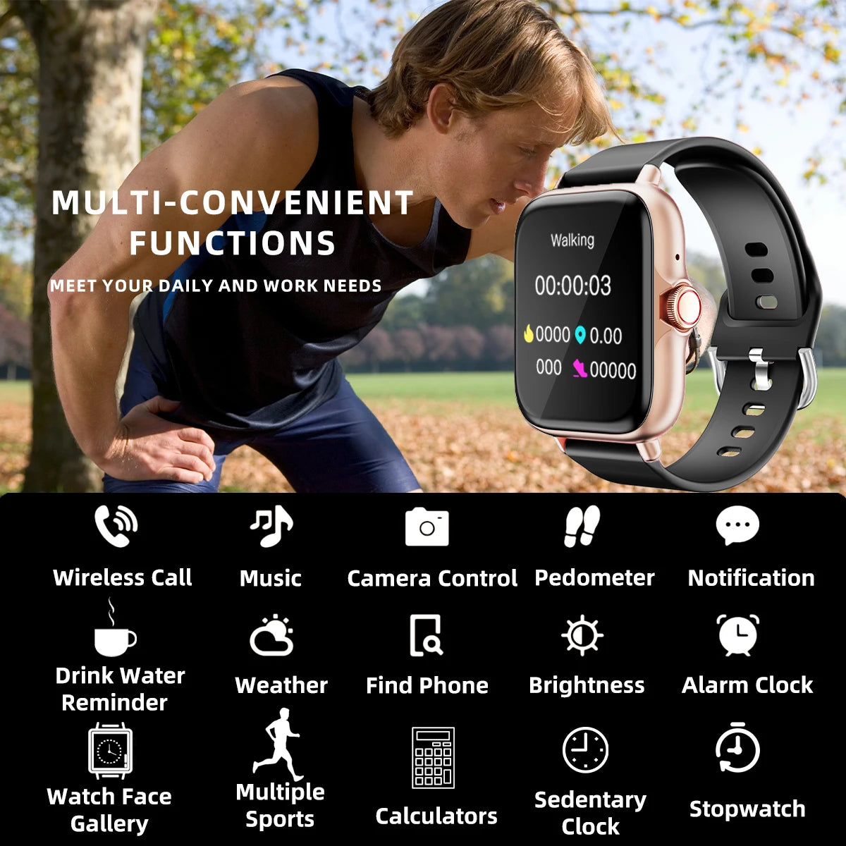 1.83'' Waterproof Smart Watch with Message Answer Call Sleep Monitoring Sports Pedometer Information Alerts For iPhone Android Beauty World Shop