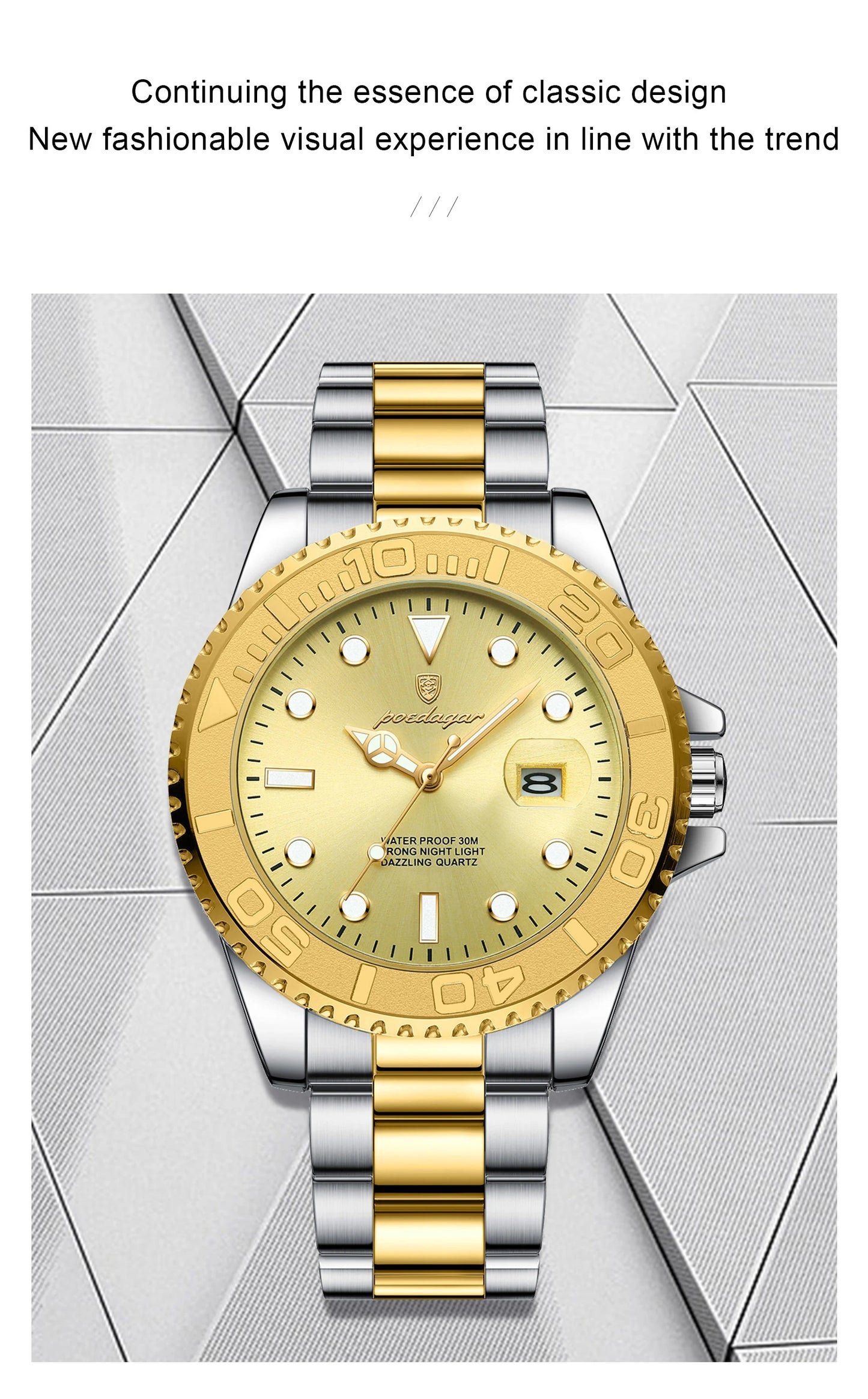 POEDAGAR Original Luxury Man Wristwatch Waterproof Luminous Date Men Watch Stainless Steel Fashion Business Men's Quartz Watches Beauty World Shop