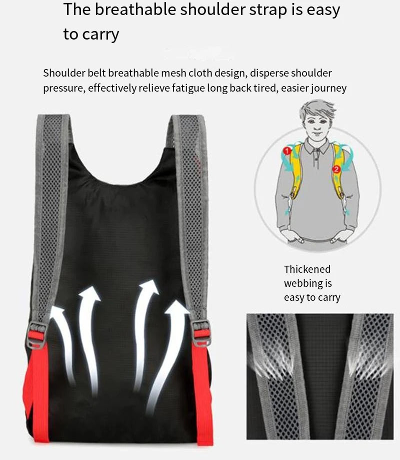 Multifunctional Outdoor Folding Backpack High Density Lightweight Waterproof Nylon Fabric Sports Bag for Camping Hiking Travel Beauty World Shop