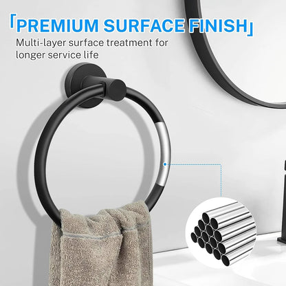 Bathroom Towel Ring Hook Hardware Accessories Storage Holder 304 Stainless Steel Hand Towel Holder Modern Round Towel Hanger Beauty World Shop