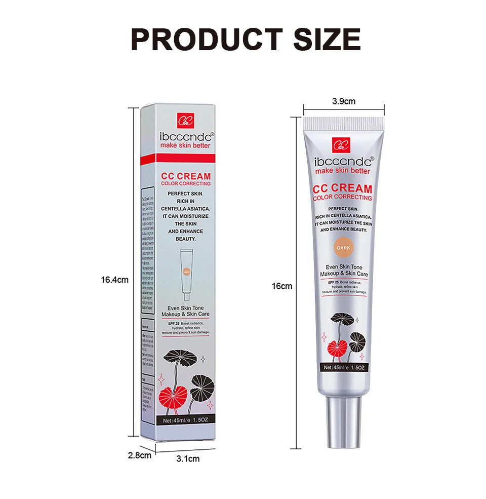 45ml Color Correcting CC Cream Facial Centella Asiatica Repair BB Cream Natural Concealer Whitening Liquid Foundation Cosmetics Beauty World Shop