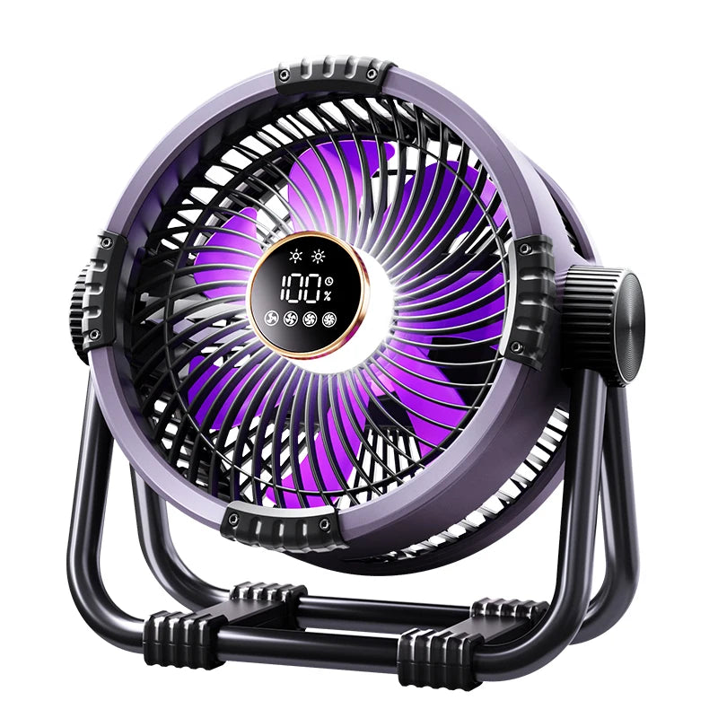 Camping Fan 20000mAh Rechargeable Portable Outdoor Camping Fan Air Circulators Wireless Tent Ceiling Fans with Hook and Light Beauty World Shop
