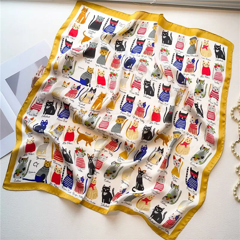 70cm Silk Feeling Square Scarf Women Satin Bandana Print Scarves Head Band Fashion Lady Hair Shawl Wrap Female Neckerchief Hijab Beauty World Shop