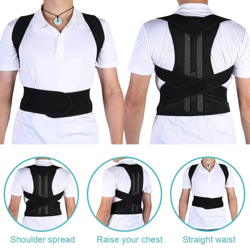 Reinforced Belt Lumbar Column Posture Corrector Vest  Adjustable Back Support Strap Shoulder Spine Brace Neck Stretcher Trainer Beauty World Shop