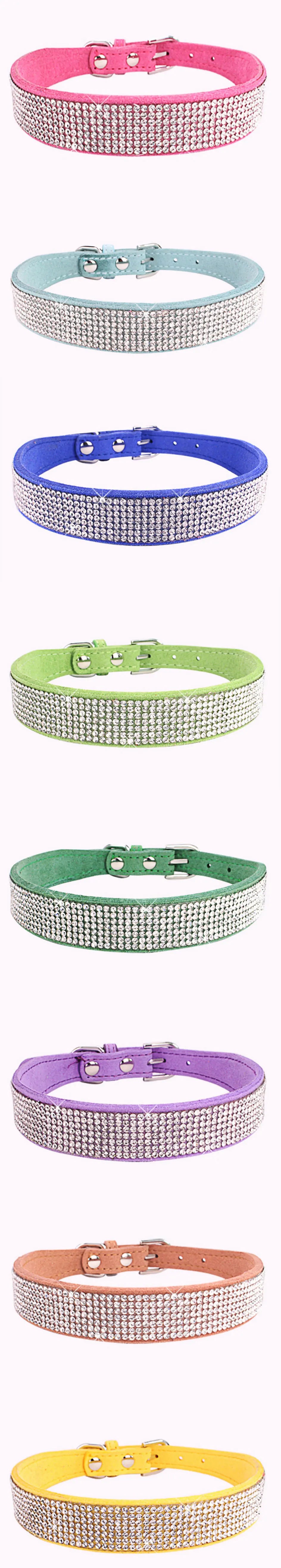 Dog Collar Crystal Glitter Rhinestone Pet Collars Zinc Alloy Buckle Collar For Small Medium Dogs Cats Chihuahua Pug Dog Collar Beauty World Shop