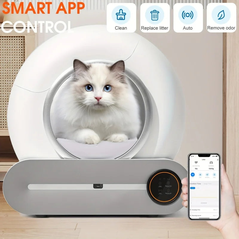New 65L Automatic Smart Cat Litter Box Self Cleaning Fully Enclosed Large Cat Toilet Litter Tray Beauty World Shop